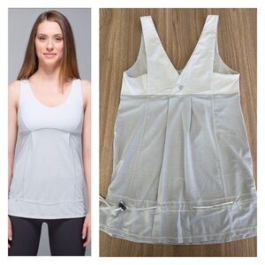Lululemon Hustle & Bustle Tank Heathered Light Grey Stripe Size 6
